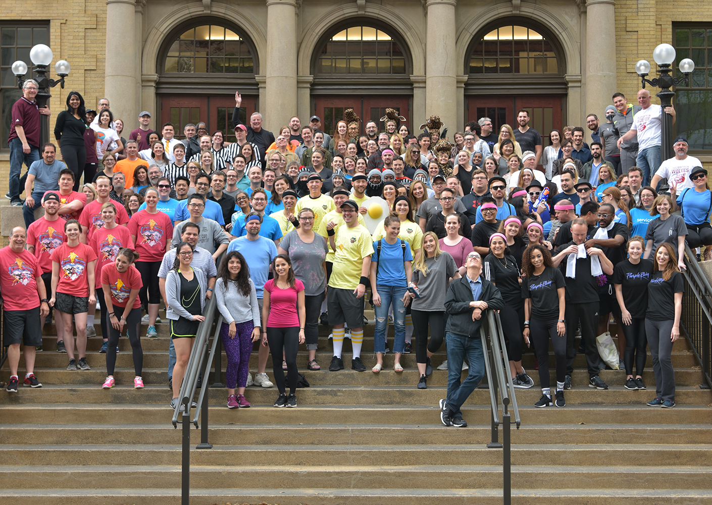 all staff photo on front steps