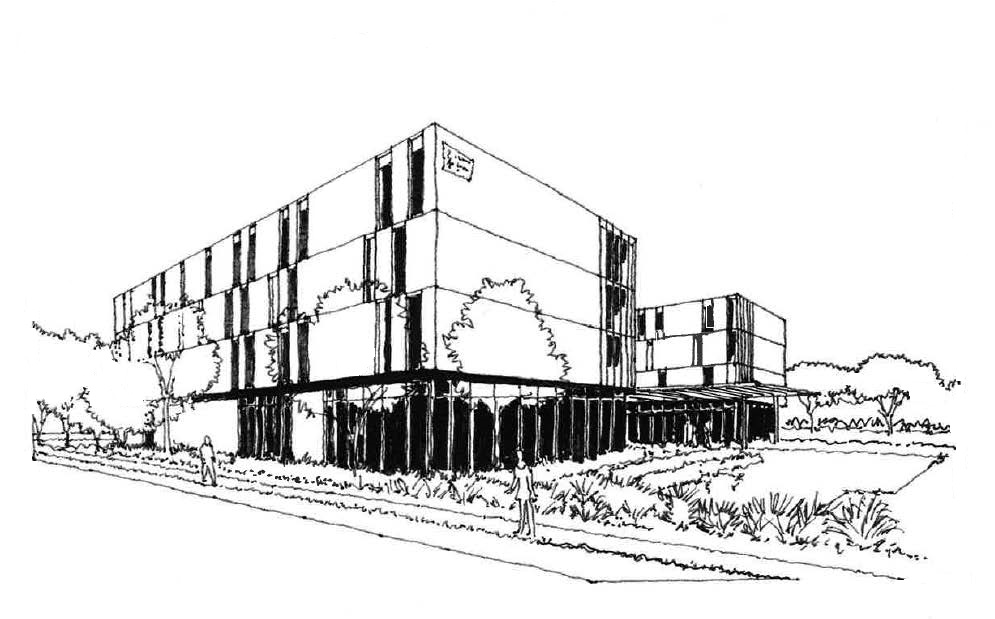 Sketch of Houston Hope Lodge by John Strasius