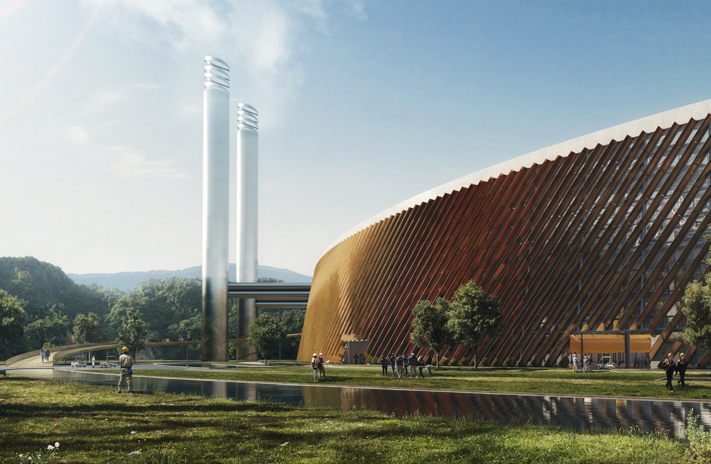 The world’s largest waste to energy power plant, combined with education, exhibition and research facilities - rendering