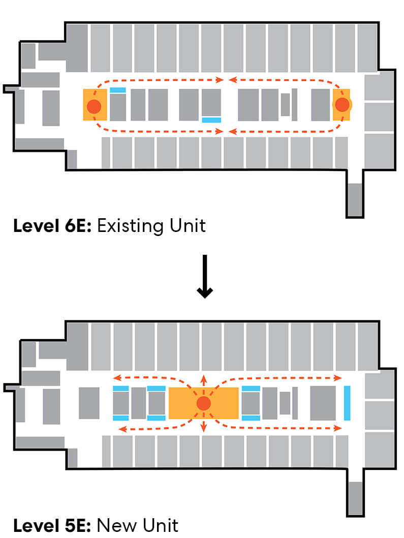 Plan diagram of a hospital floor