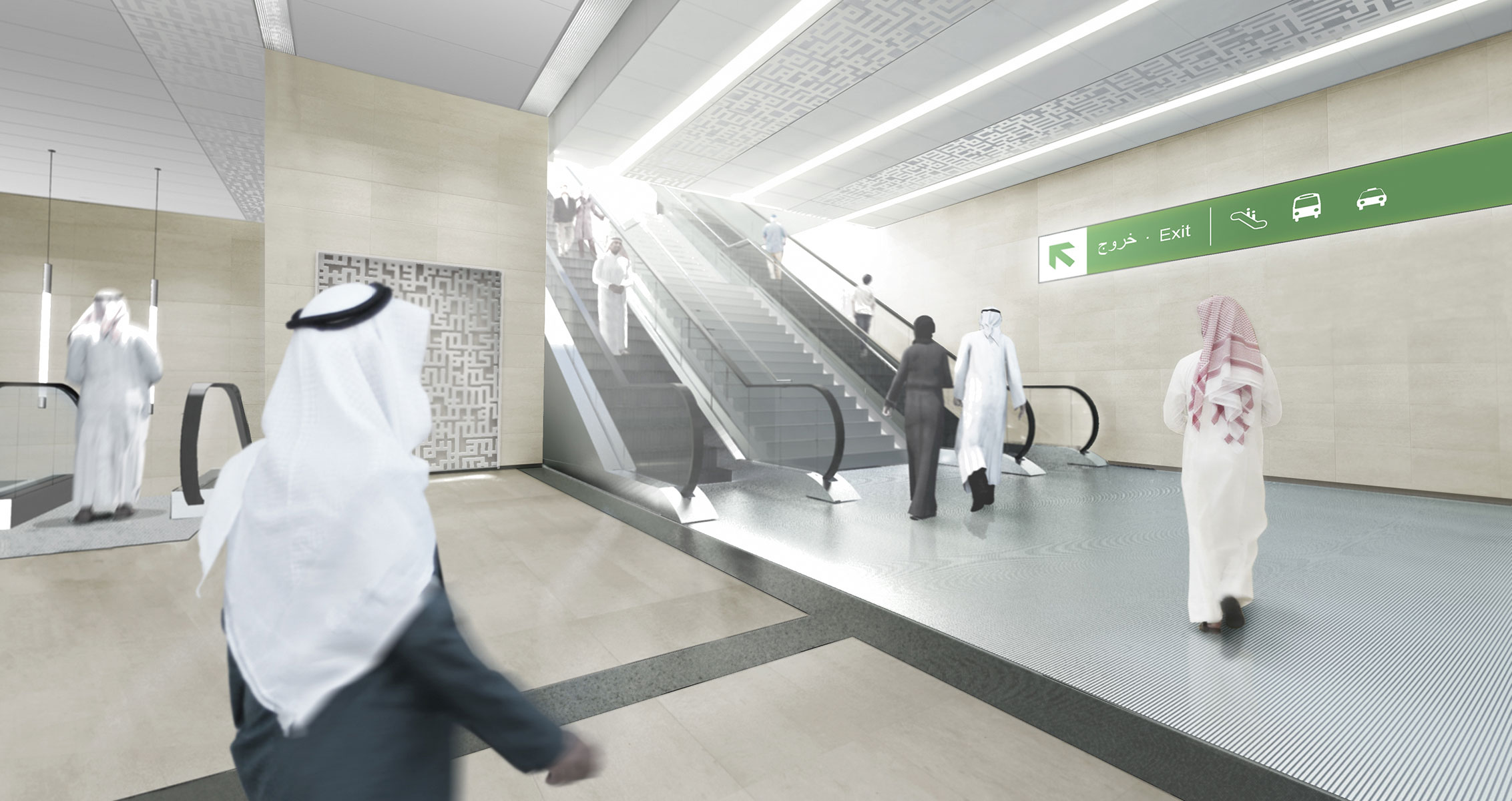 Rendering of concourse level of underground metro station.