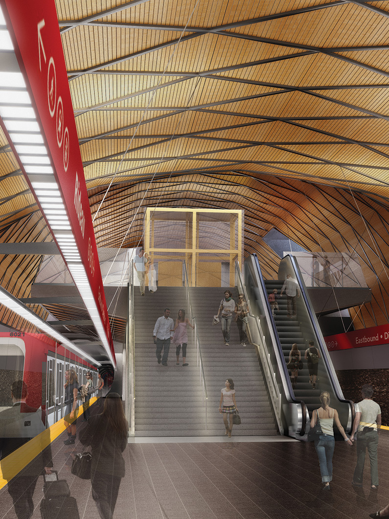 Rendering of Rideau station interior.
