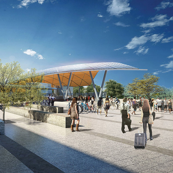 Rendering of Tremblay station plaza.