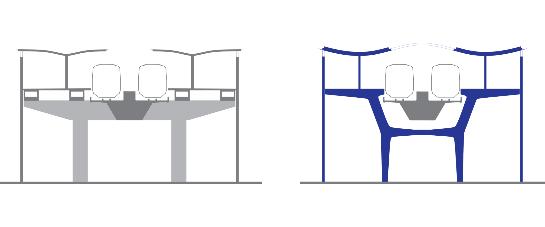 Section diagram showing typical station vs prototype infill station