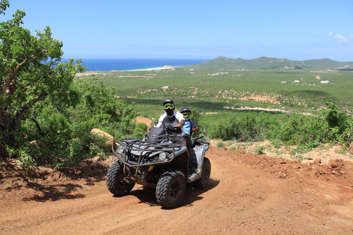 Godfrey and his son take an ATV tour on vacation in Cabo San Lucas, Mexico.