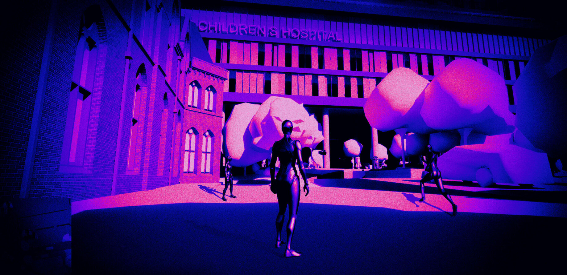 Artistic rendering of a scene in the metaverse