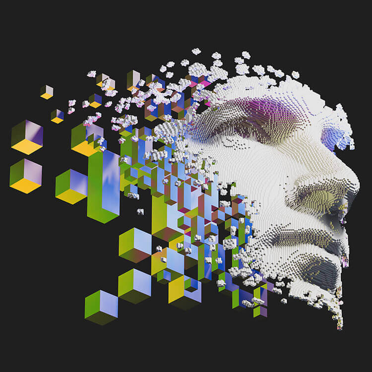 Abstract digital human face. Artificial intelligence concept of
