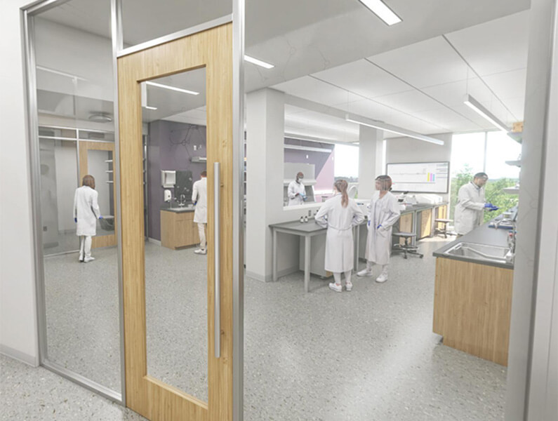 a rendering of a training lab in the center for medical education and wellness