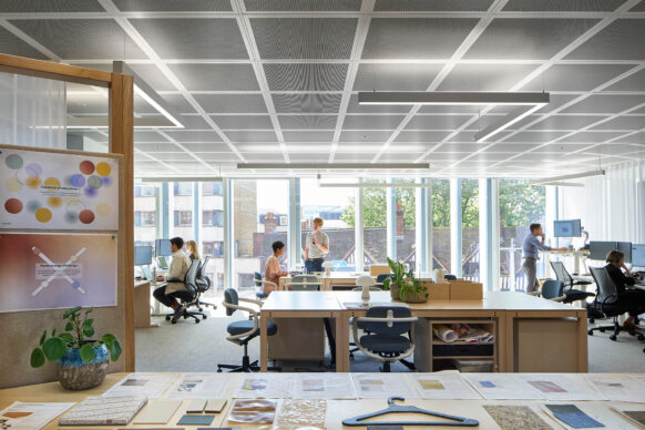 People converse in one of 150 Holborn's studio spaces. 