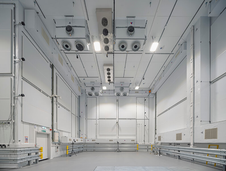 White interior laboratory space.