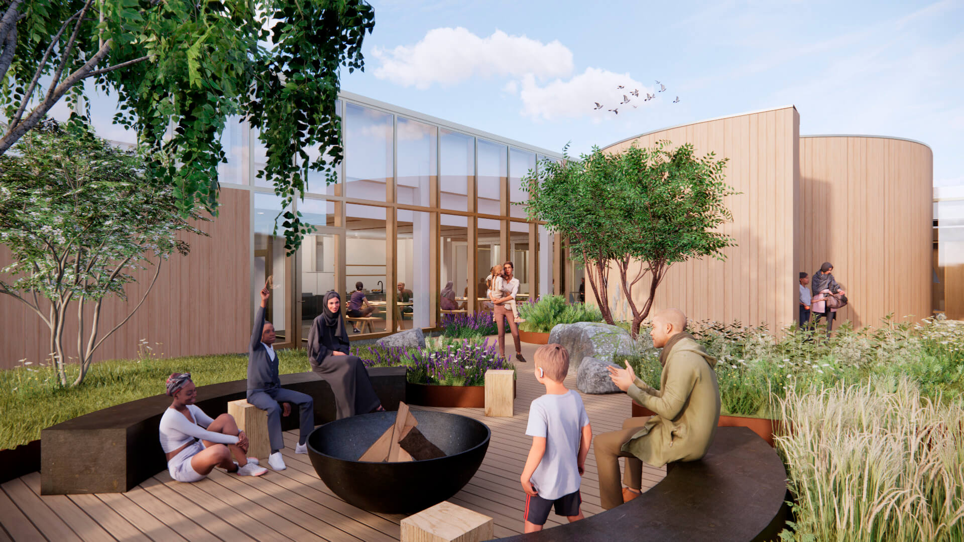 A view of the rooftop garden.