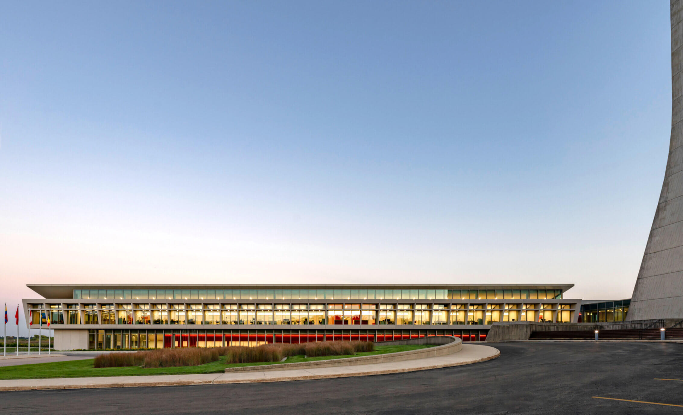 Side view of a lab building