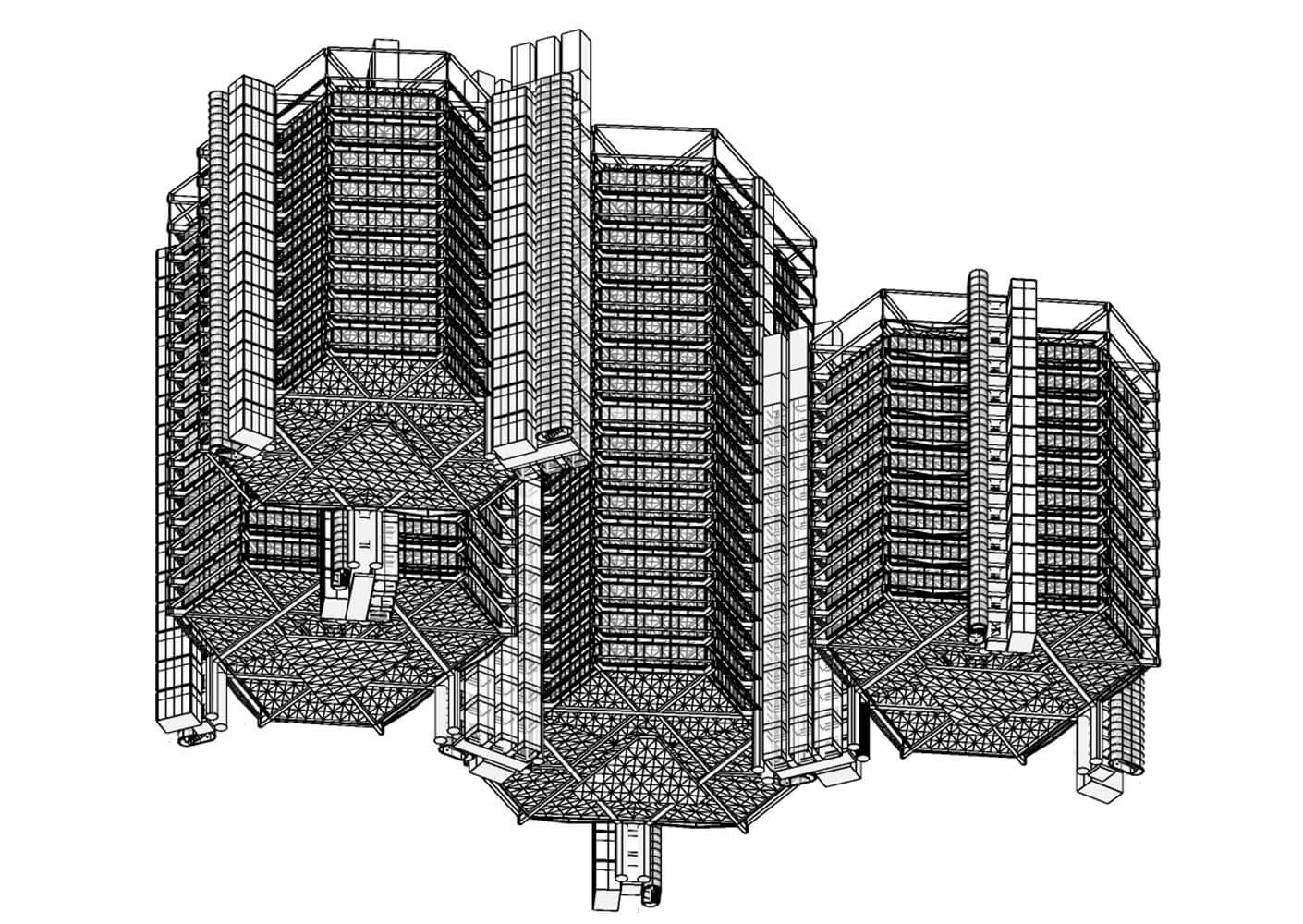 schematic axon of an office cluster