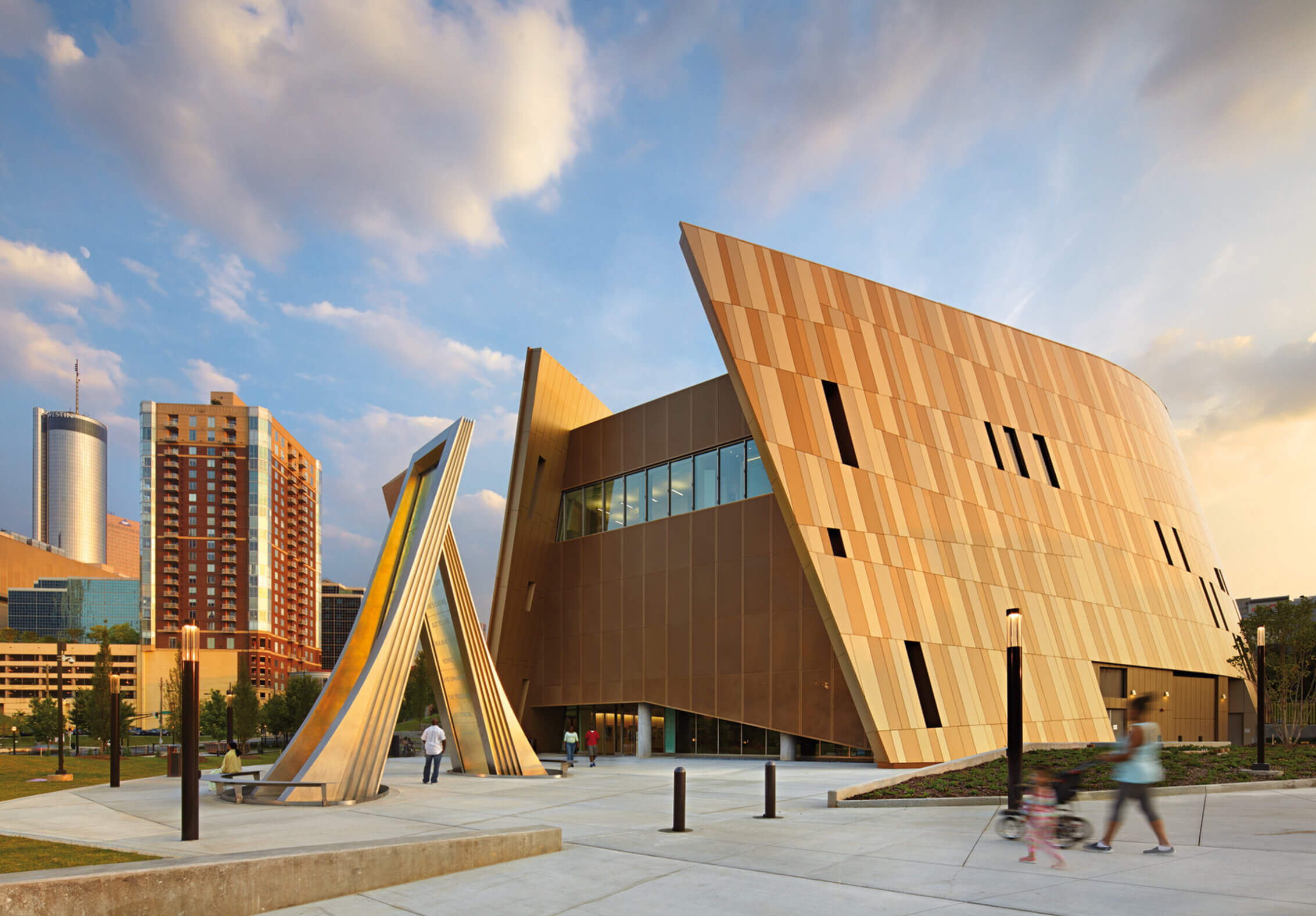 Exterior view of the museum at dusk.