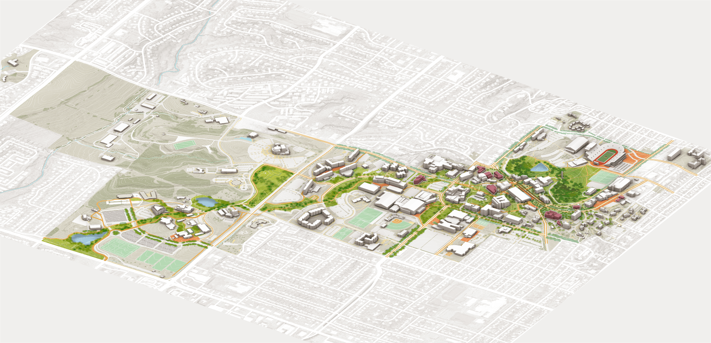 Aerial diagram of campus master plan.