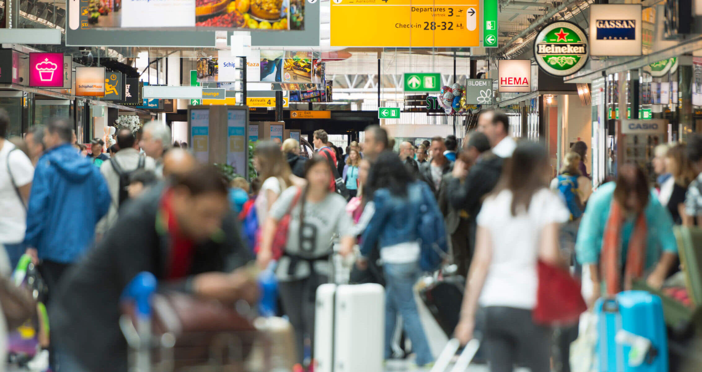 A busy airport concourse