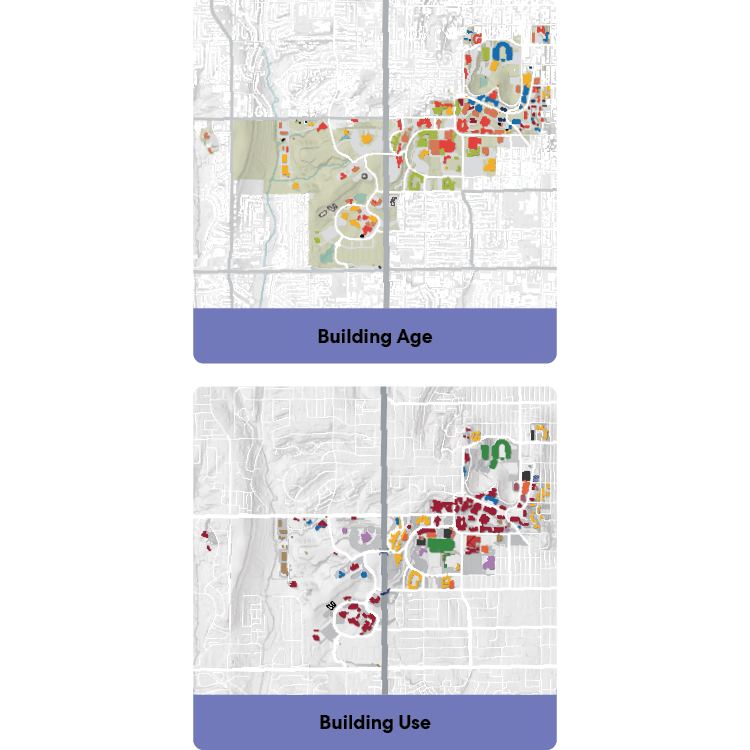 Composite image of campus analysis diagrams.