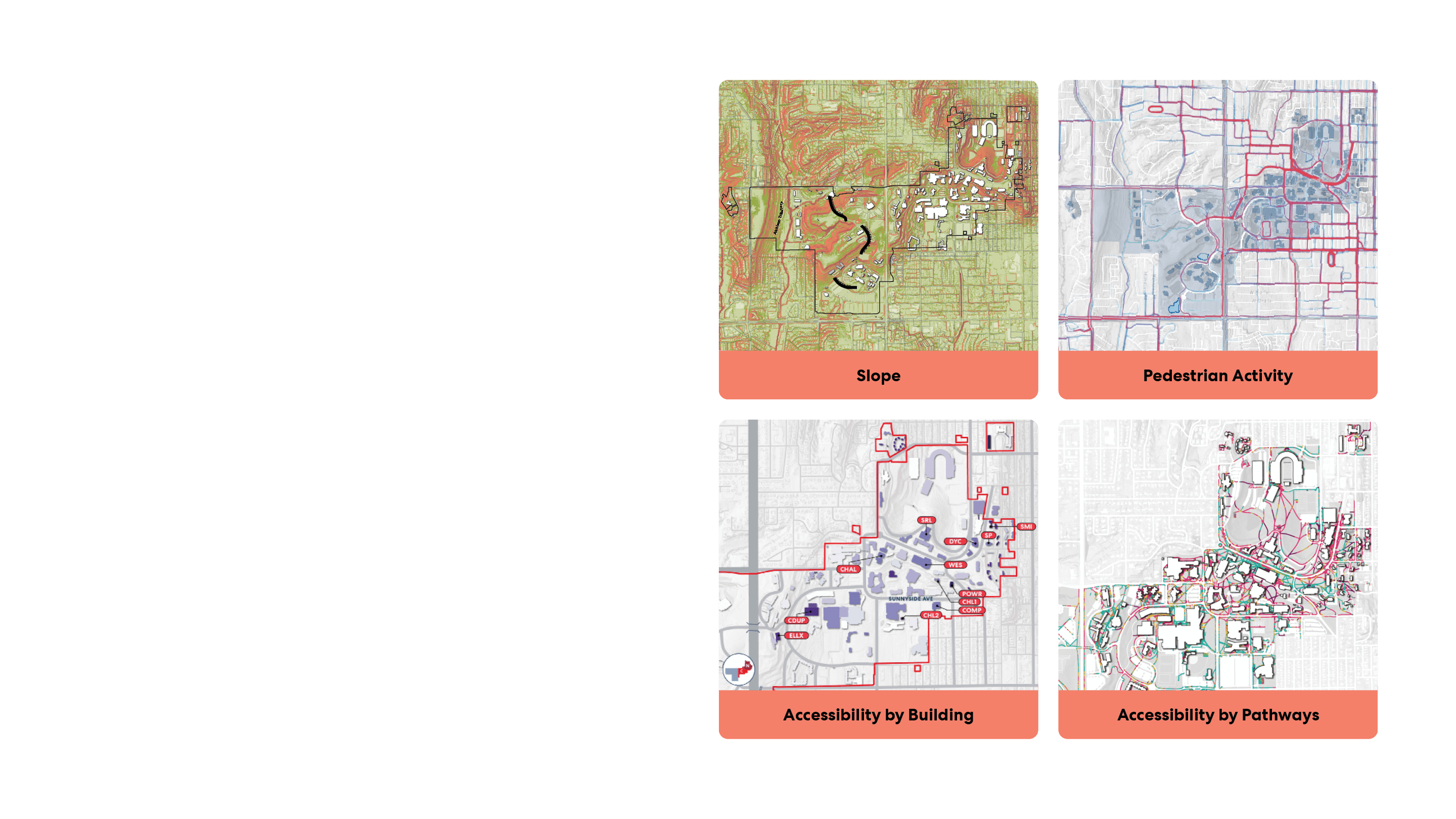 Composite image of campus analysis diagrams.