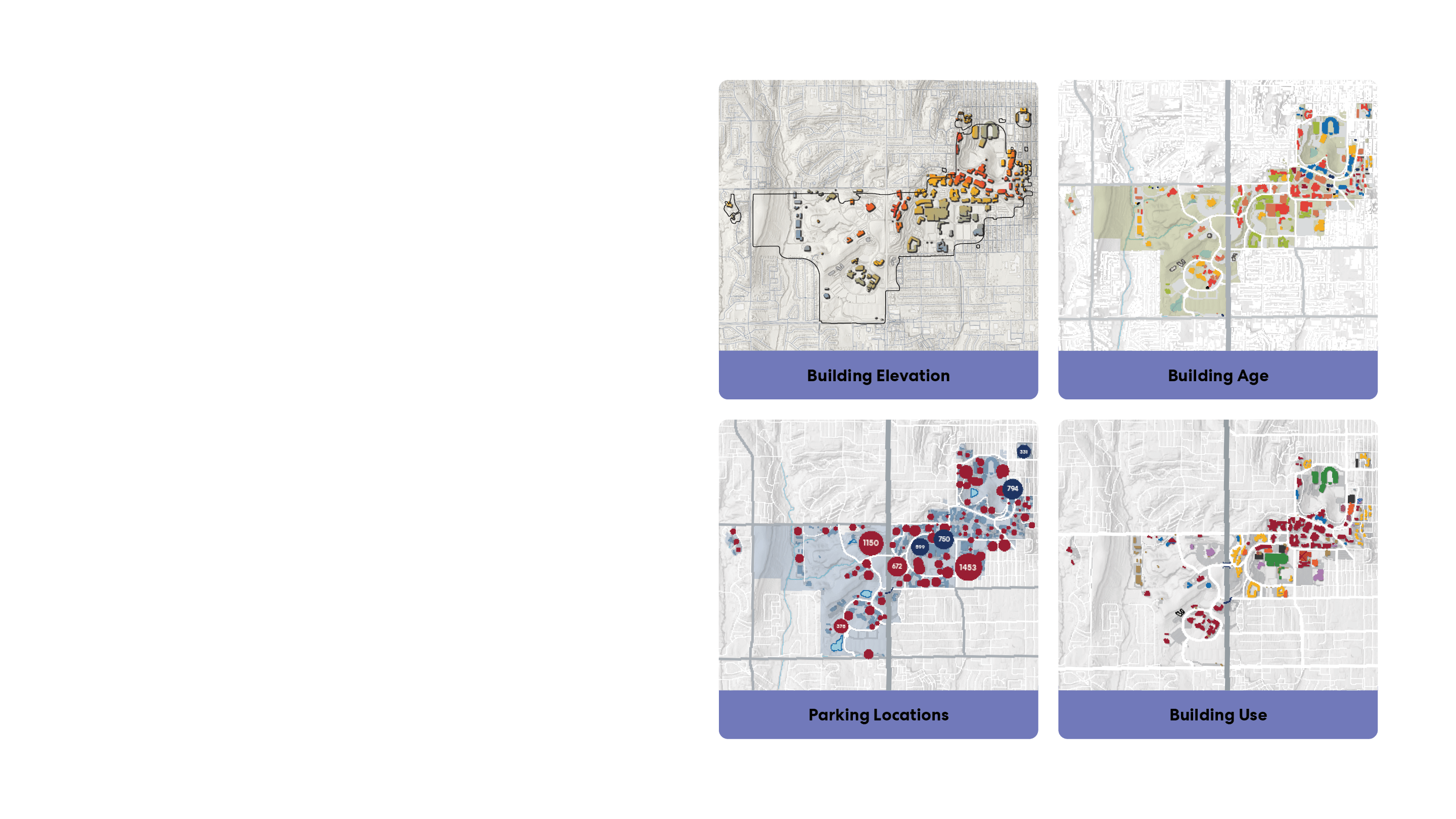 Composite image of campus analysis diagrams.