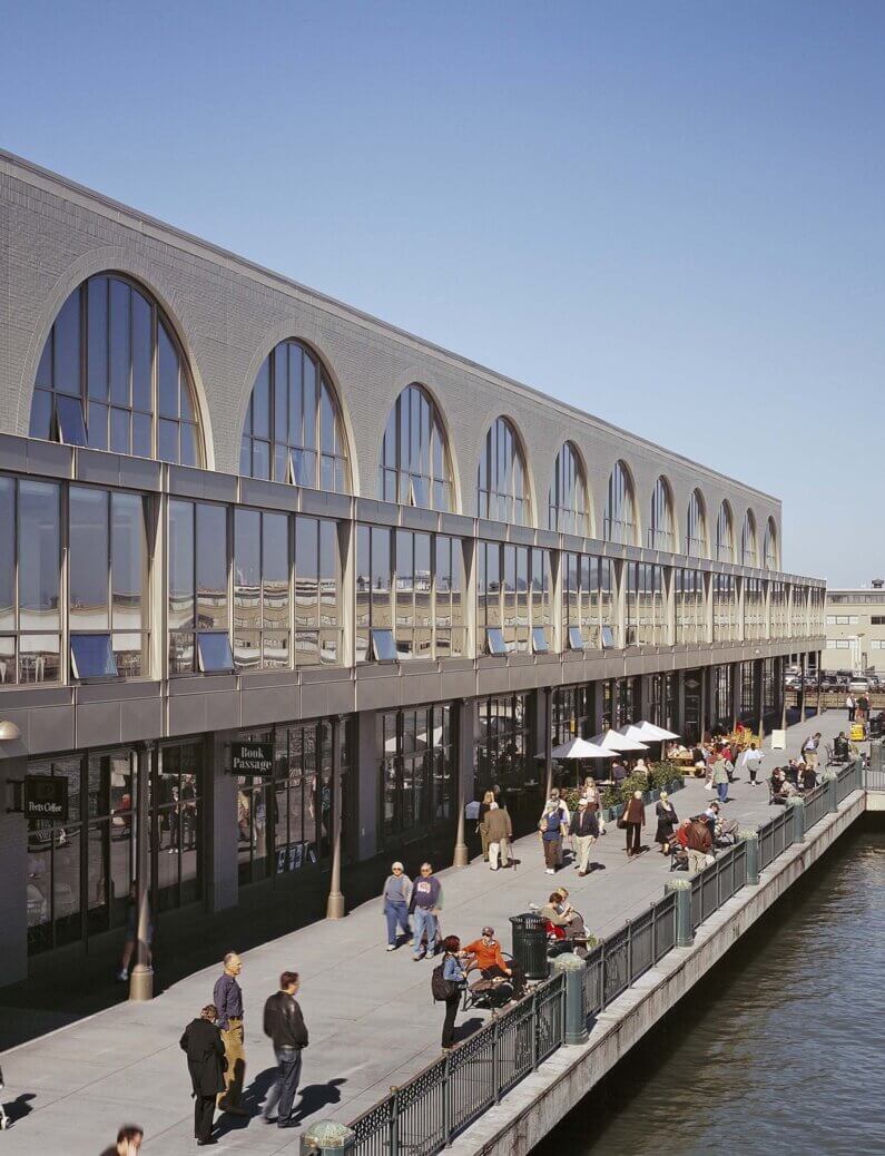 exterior of the ferry building at the waterfront