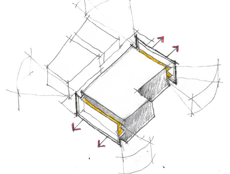 hand-drawan sketch of plaza