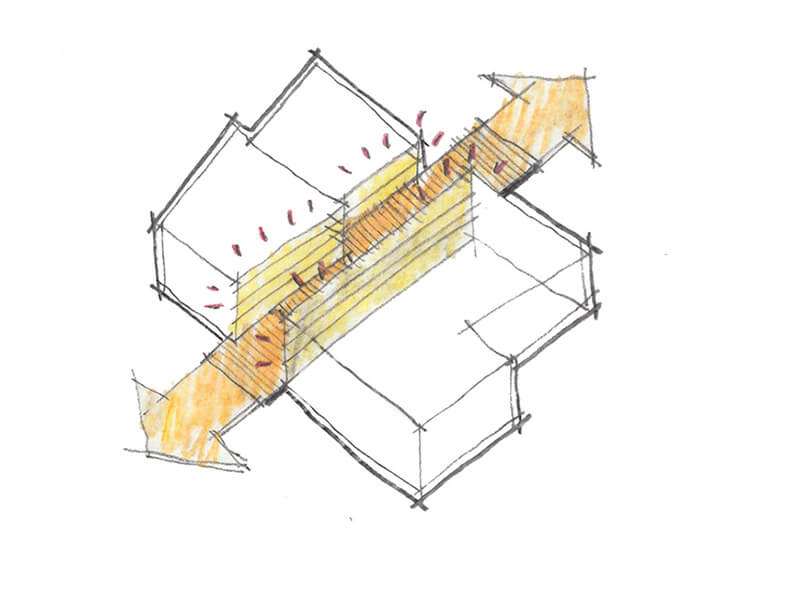 hand-drawan sketch of plaza