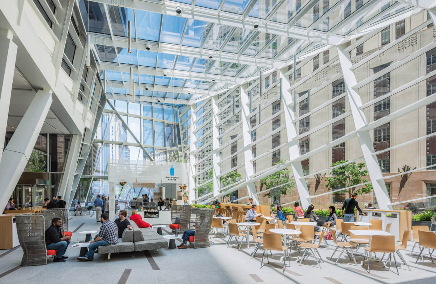 interior glass building with people inside