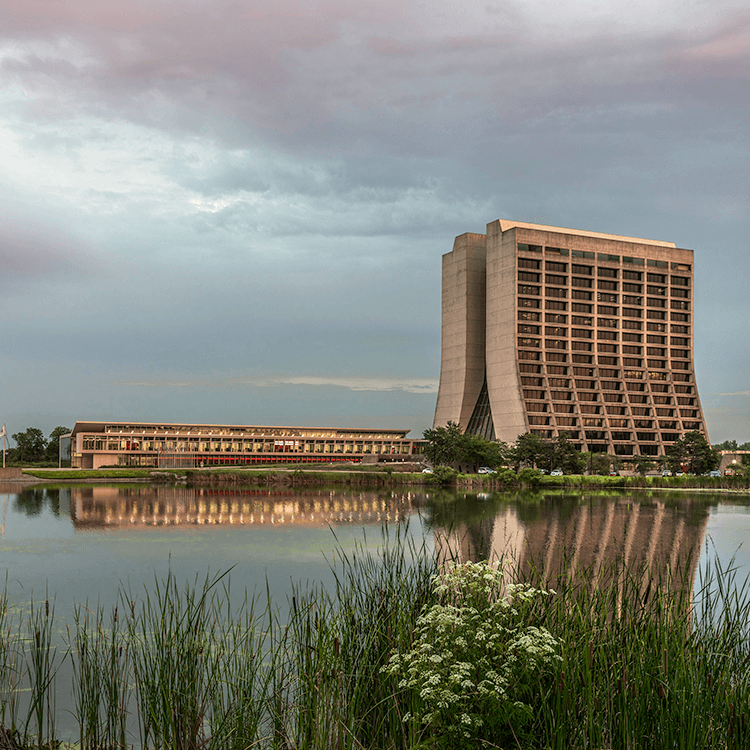 Looking at exterior from across the pond with Wilson Hall to the right