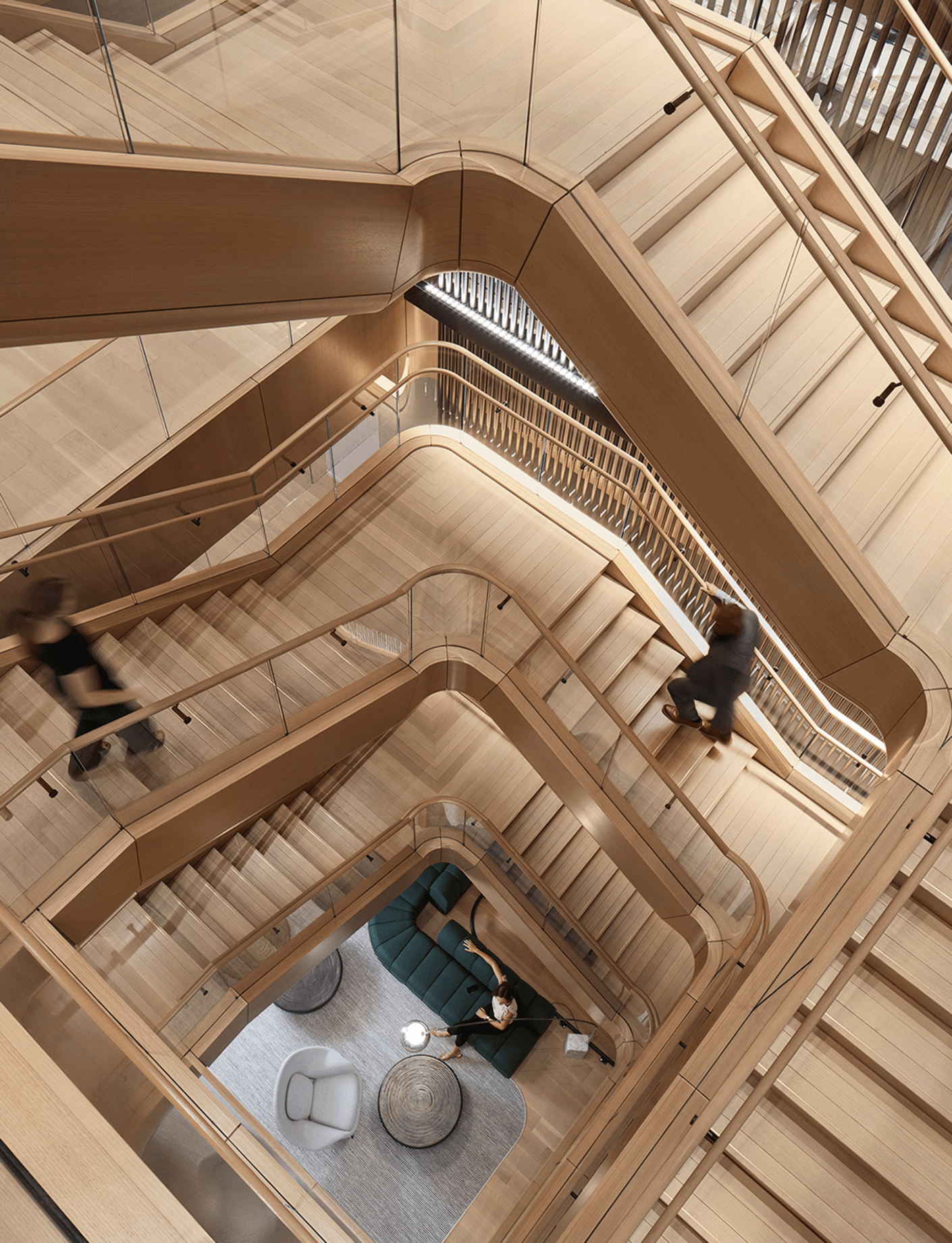 View looking down staircase