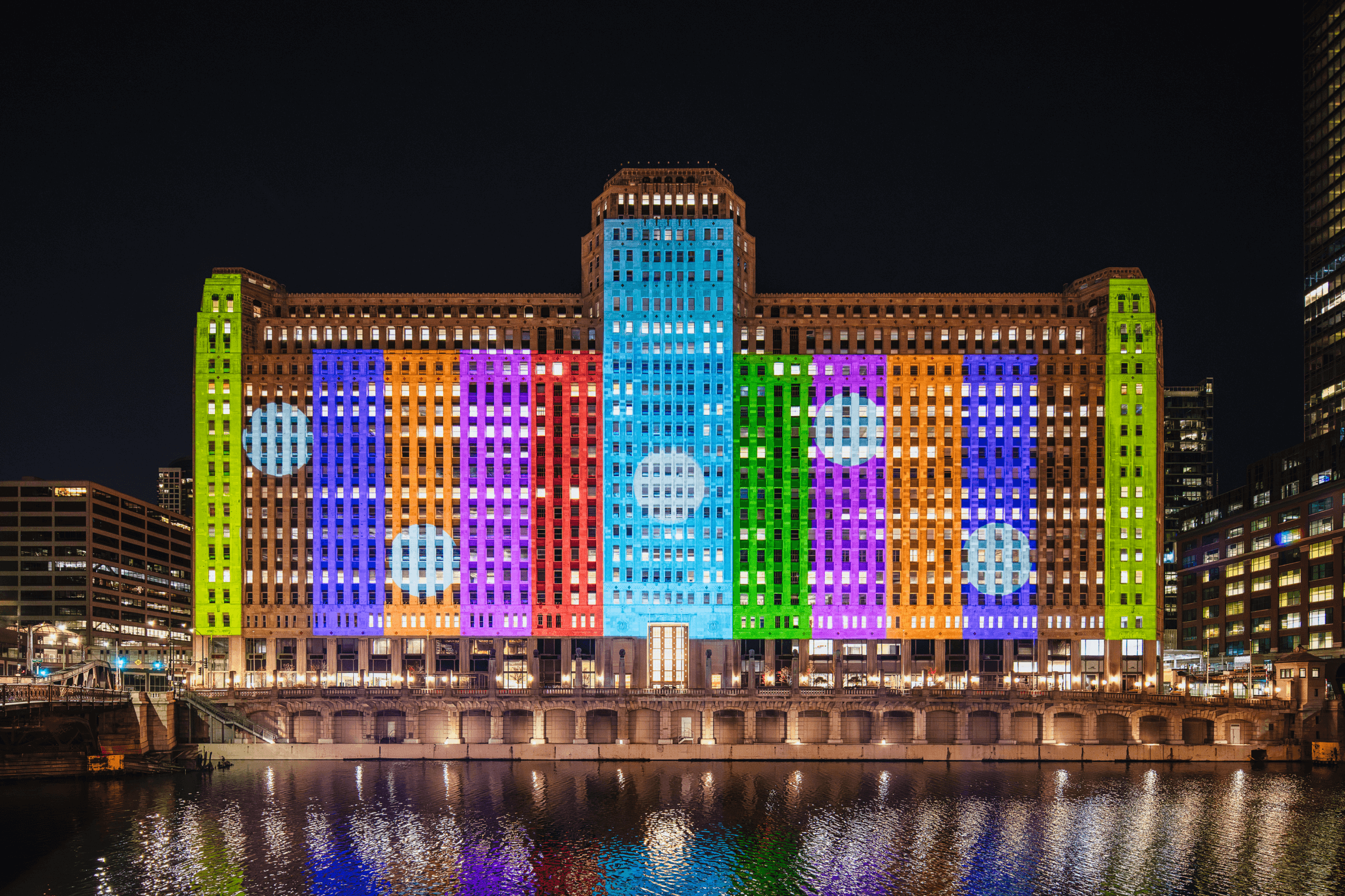 Projection of art on a building