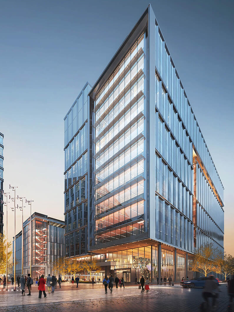 An exterior high-rise laboratory building