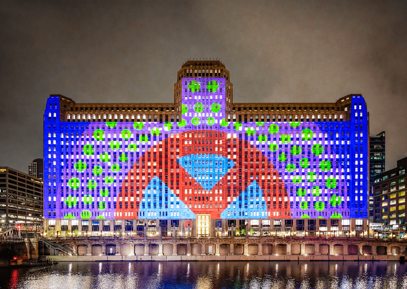 Art projection on a building