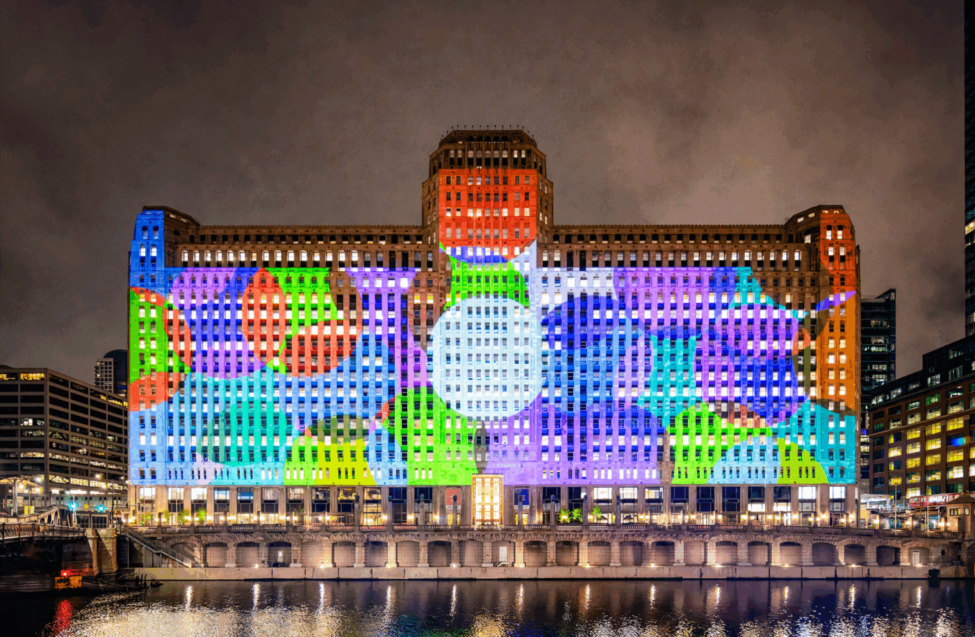 Art projection on a building