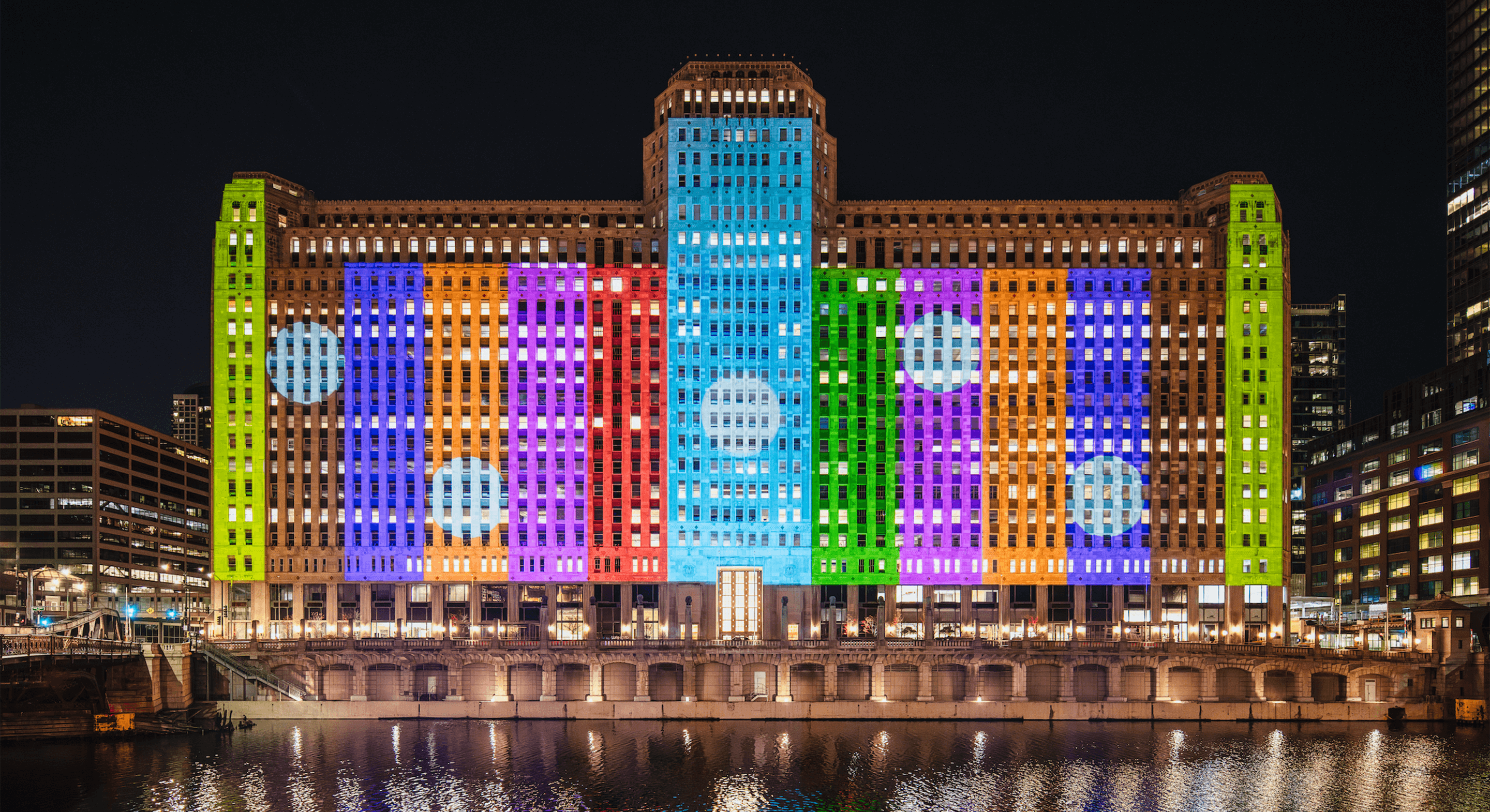 Art projection on a building