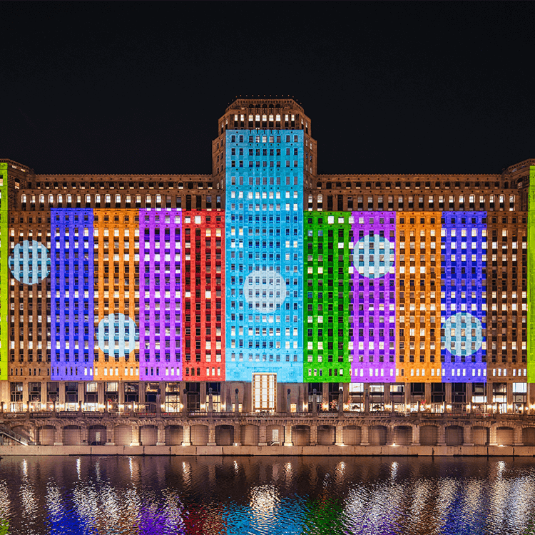 Art projection on a building