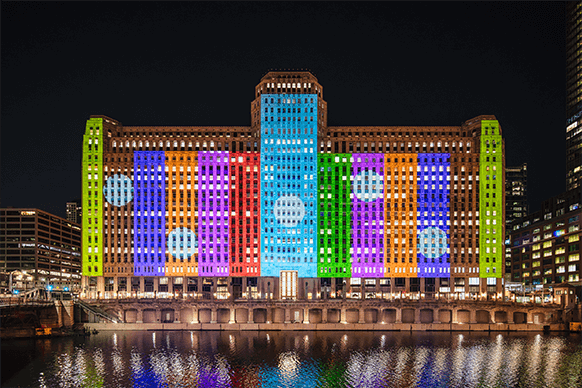 Art projection on a building