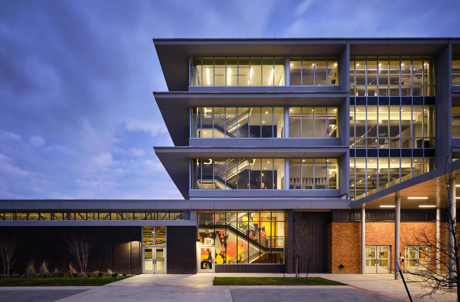A school at dusk