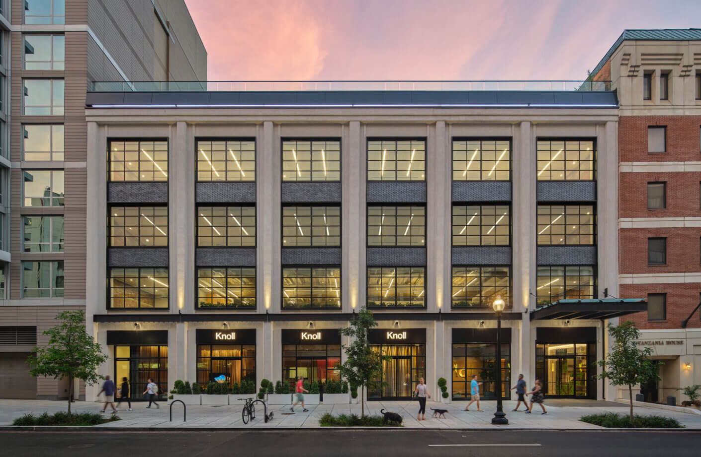 exterior of building during sunset