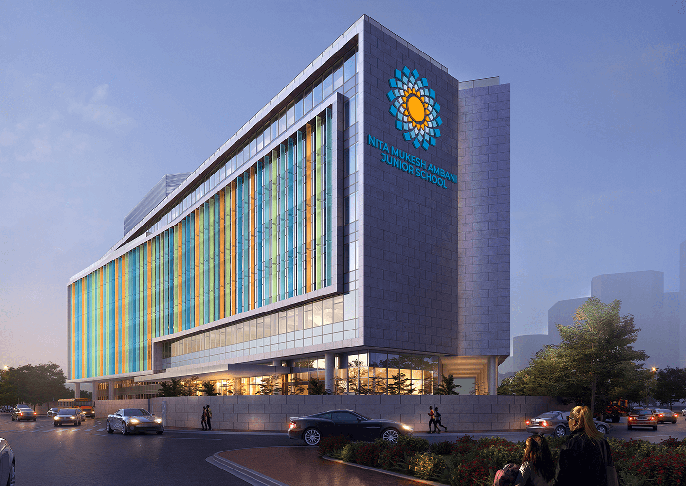 Rendering of exterior of school