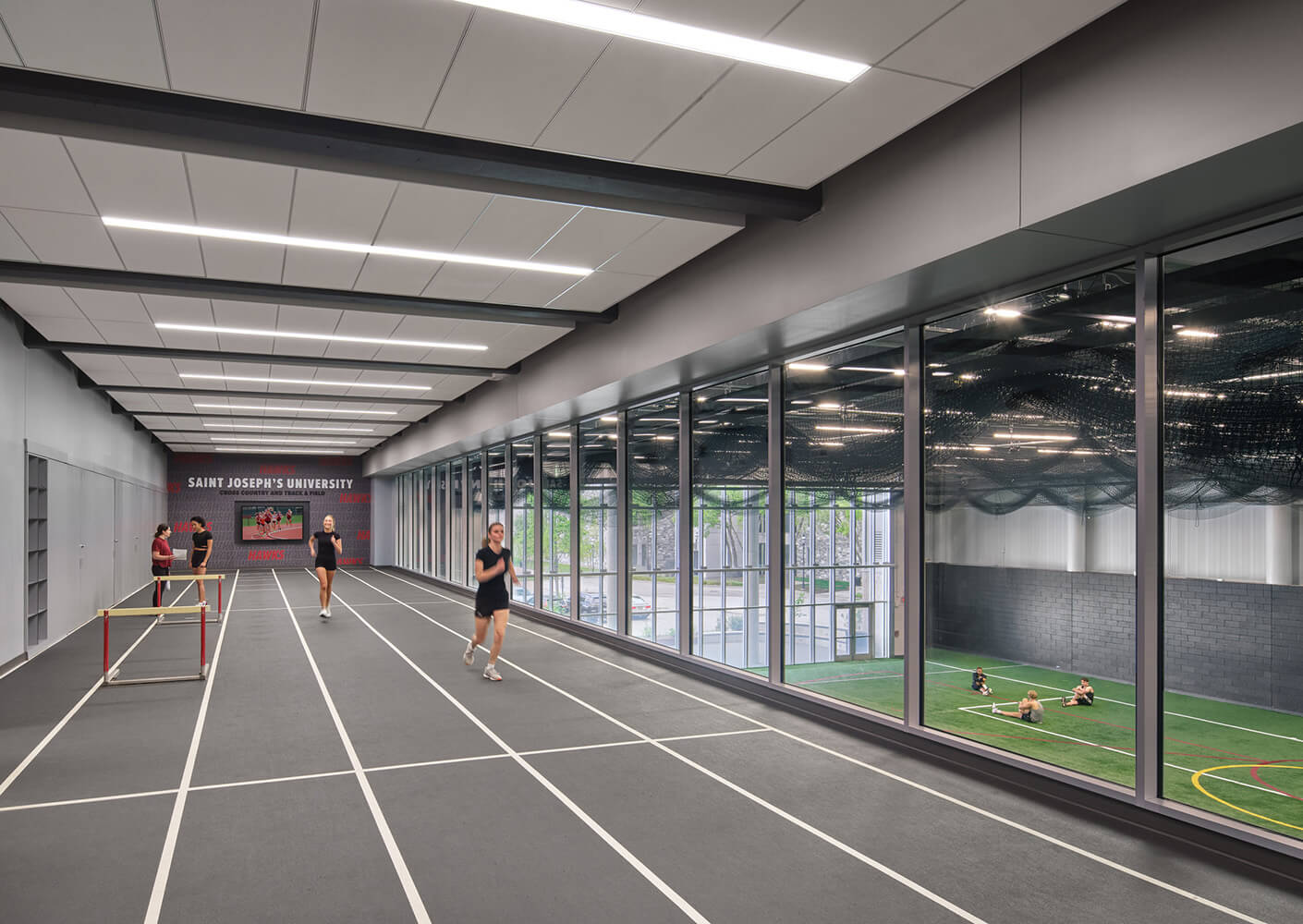 Indoor track and training area at St. Joseph's University Athletic center.